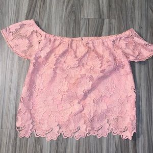 Off-Shoulder Floral Lace Button Back Detail Top – Going Out Vacation